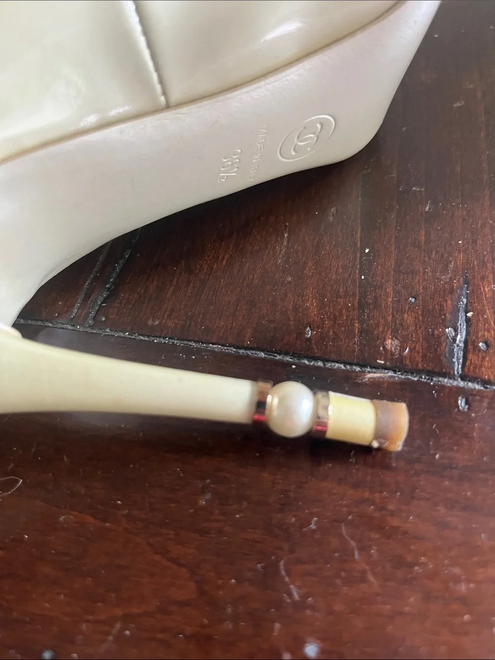 CHANEL Ivory Peep-Toe Pumps